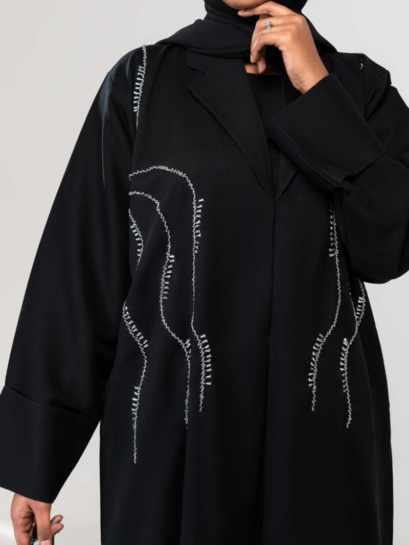 Black Abaya with Modern Stitch Embroidery