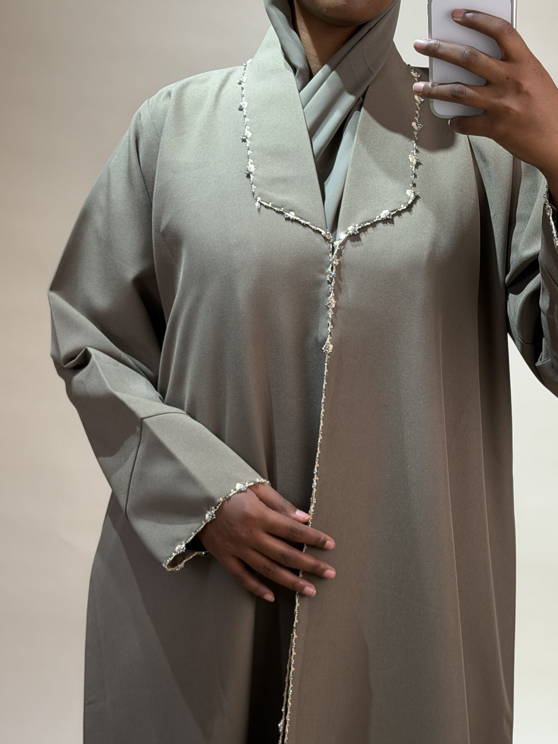 Olive green coat abaya