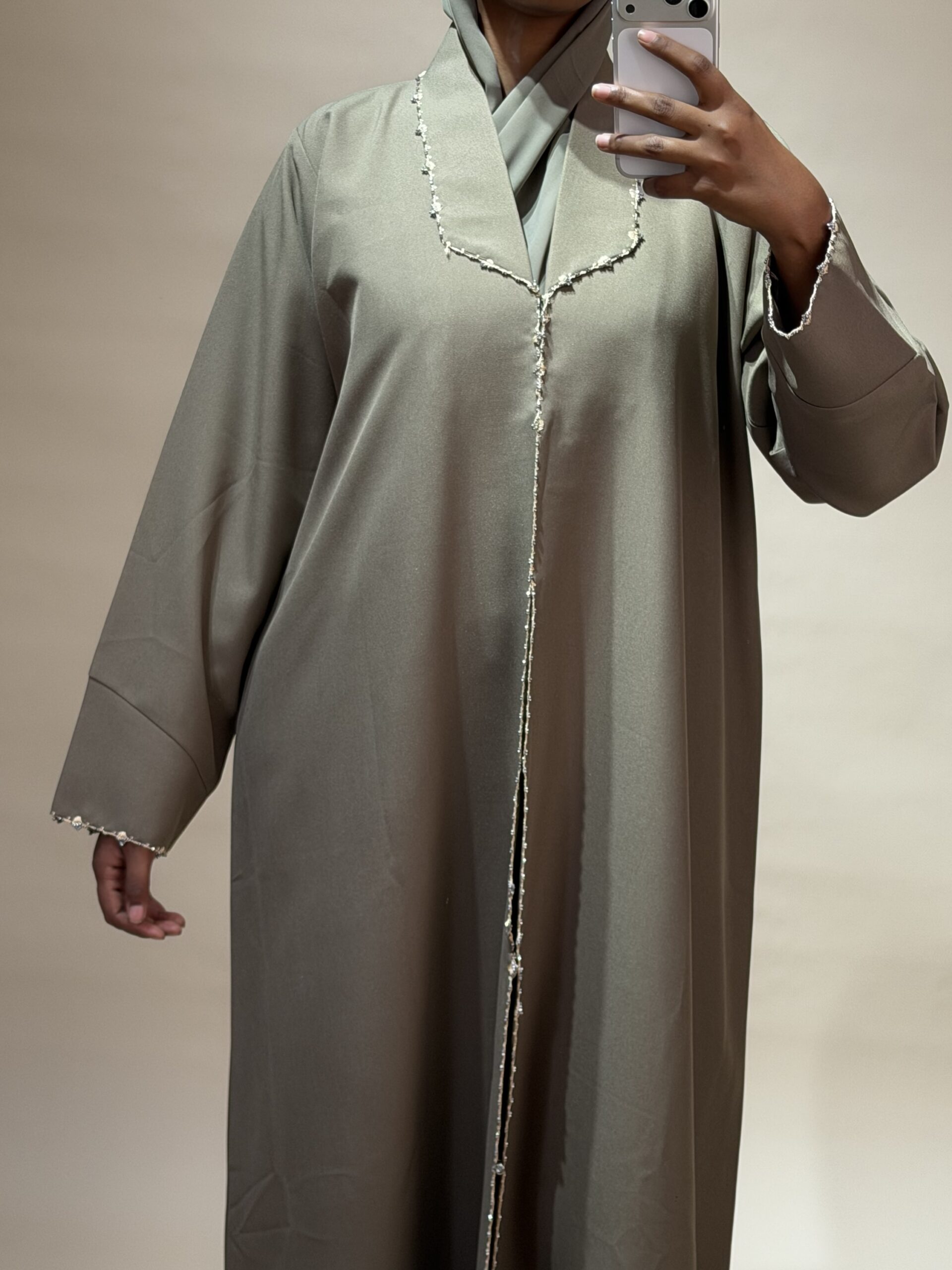 Olive green coat abaya